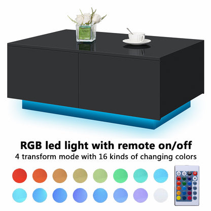 LED Coffee Table with 4 Drawers